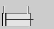 Animation of a double-acting cylinder showing air entering and extending the piston, at which point air enters at the opposite end and pushes the piston back to its original position.