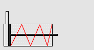 Animation of a single-acting cylinder showing air entering and extending the piston, at which point a spring pushes the piston back to its original position.